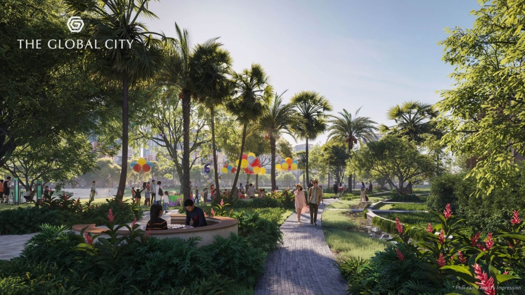 Diện tích mảng xanh lớn tạo không gian trong lành cho cuộc sống của cư dân